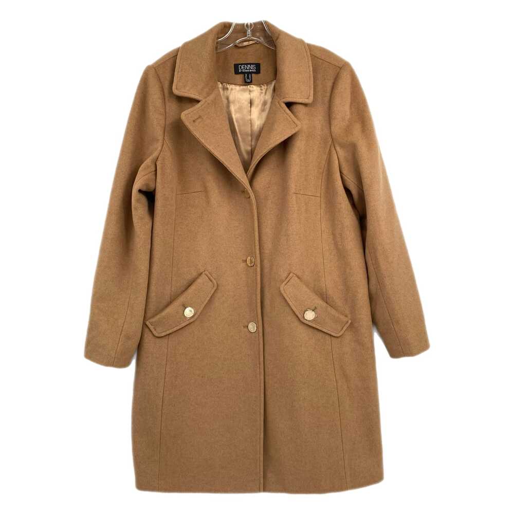 Dennis Basso Tan Wool Blend Button Pea Coat | Size 16 Plus